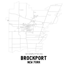 Brockport New York. US street map with black and white lines.