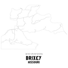 Brixey Missouri. US street map with black and white lines.