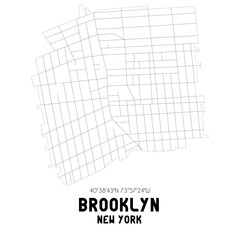 Brooklyn New York. US street map with black and white lines.