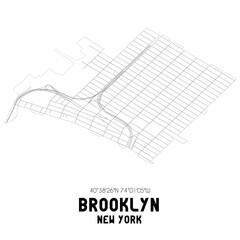 Brooklyn New York. US street map with black and white lines.