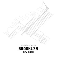 Brooklyn New York. US street map with black and white lines.