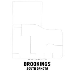 Brookings South Dakota. US street map with black and white lines.