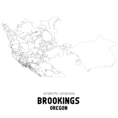 Brookings Oregon. US street map with black and white lines.