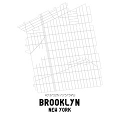 Brooklyn New York. US street map with black and white lines.