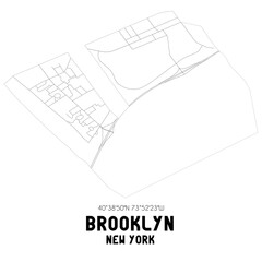 Brooklyn New York. US street map with black and white lines.