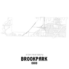 Brookpark Ohio. US street map with black and white lines.