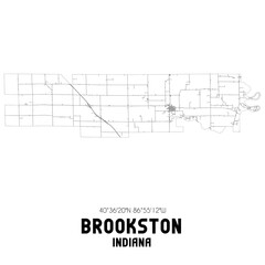 Brookston Indiana. US street map with black and white lines.