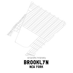Brooklyn New York. US street map with black and white lines.