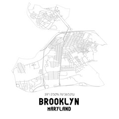 Fototapeta na wymiar Brooklyn Maryland. US street map with black and white lines.
