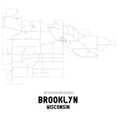 Brooklyn Wisconsin. US street map with black and white lines.