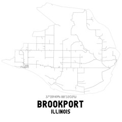 Brookport Illinois. US street map with black and white lines.