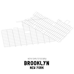 Brooklyn New York. US street map with black and white lines.