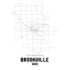 Brookville Ohio. US street map with black and white lines.