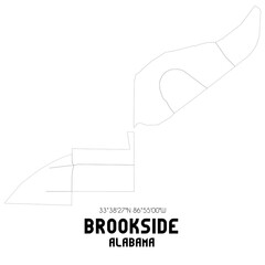 Brookside Alabama. US street map with black and white lines.