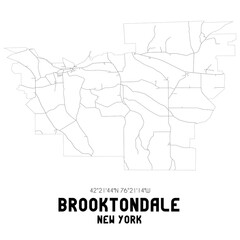 Brooktondale New York. US street map with black and white lines.