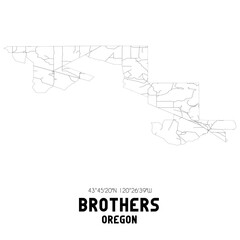 Brothers Oregon. US street map with black and white lines.