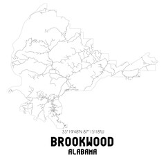 Brookwood Alabama. US street map with black and white lines.