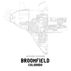 Broomfield Colorado. US street map with black and white lines.