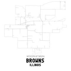 Browns Illinois. US street map with black and white lines.