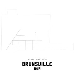 Brunsville Iowa. US street map with black and white lines.