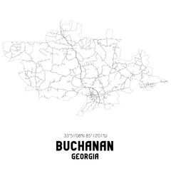 Buchanan Georgia. US street map with black and white lines.