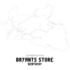 Bryants Store Kentucky. US street map with black and white lines.