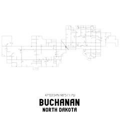Buchanan North Dakota. US street map with black and white lines.
