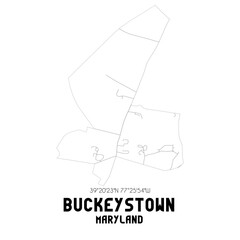 Buckeystown Maryland. US street map with black and white lines.