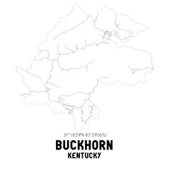 Buckhorn Kentucky. US street map with black and white lines.