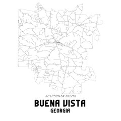 Buena Vista Georgia. US street map with black and white lines.