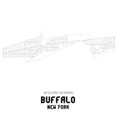 Buffalo New York. US street map with black and white lines.
