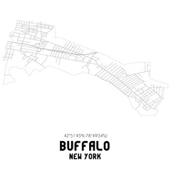 Buffalo New York. US street map with black and white lines.