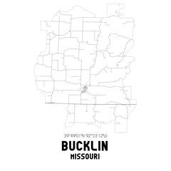 Bucklin Missouri. US street map with black and white lines.