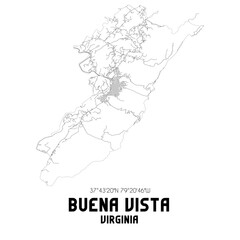 Buena Vista Virginia. US street map with black and white lines.