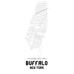 Buffalo New York. US street map with black and white lines.