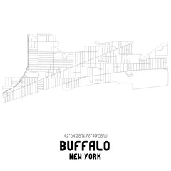 Buffalo New York. US street map with black and white lines.