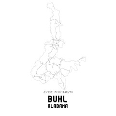 Buhl Alabama. US street map with black and white lines.