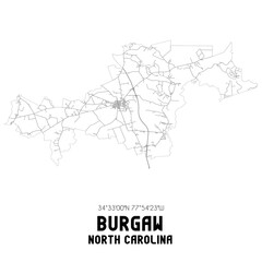 Burgaw North Carolina. US street map with black and white lines.