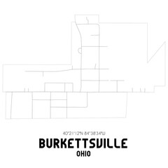 Burkettsville Ohio. US street map with black and white lines.