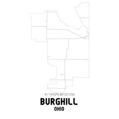 Burghill Ohio. US street map with black and white lines.