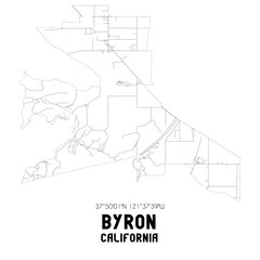 Byron California. US street map with black and white lines.