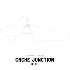 Cache Junction Utah. US street map with black and white lines.