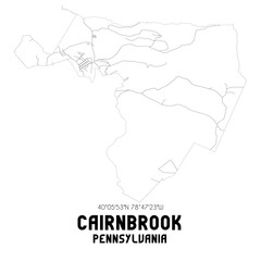 Cairnbrook Pennsylvania. US street map with black and white lines.