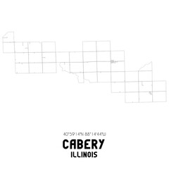 Cabery Illinois. US street map with black and white lines.