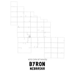 Byron Nebraska. US street map with black and white lines.