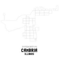 Cambria Illinois. US street map with black and white lines.