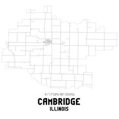 Cambridge Illinois. US street map with black and white lines.