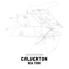 Calverton New York. US street map with black and white lines.