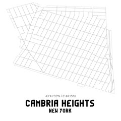Cambria Heights New York. US street map with black and white lines.