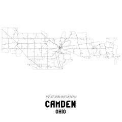 Camden Ohio. US street map with black and white lines.